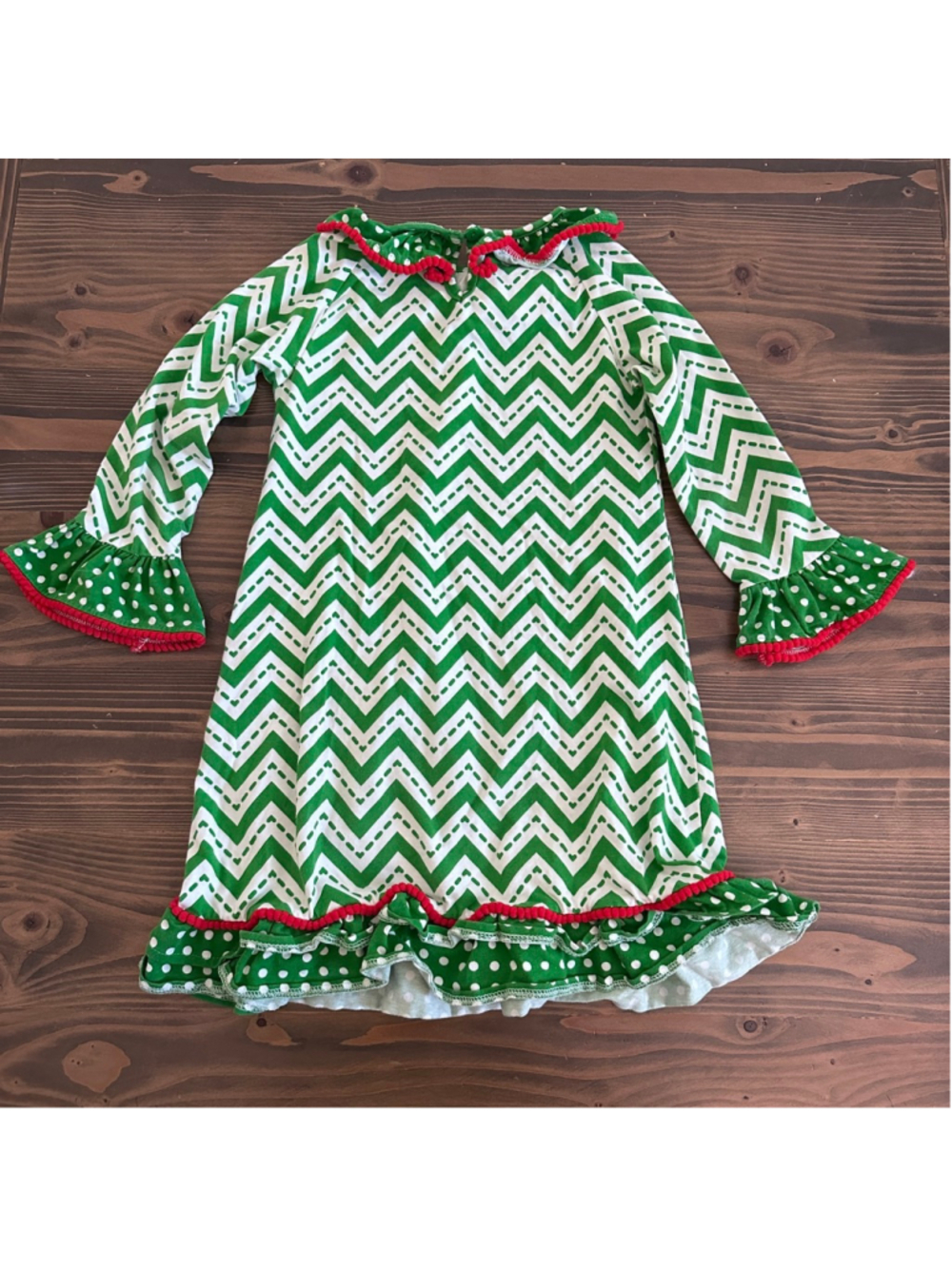 Counting Daisies Girls Dress 6X Green White Christmas Santa Shaker Sequins - Picture 4 of 5